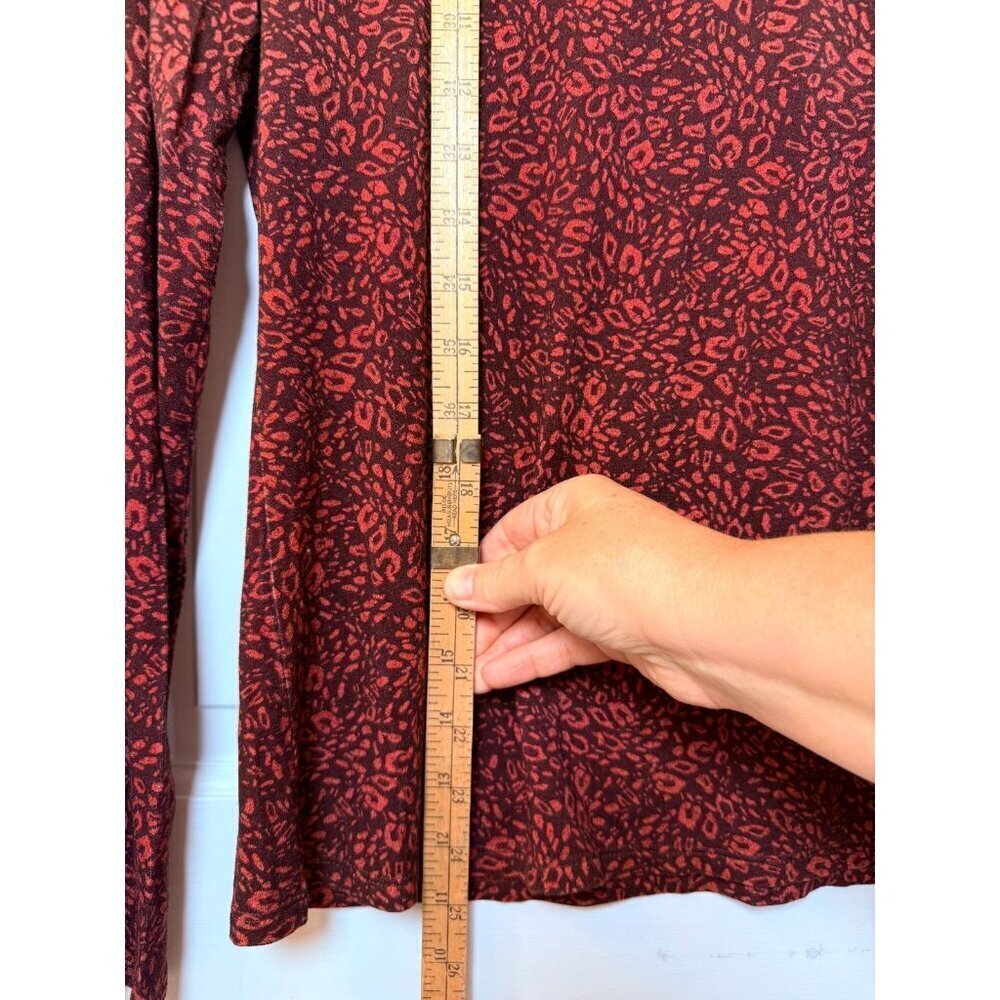 Ted Baker Junior's Red Patterned Stretchy High Neck Long Sleeve Top - Size 3 - Picture 9 of 10